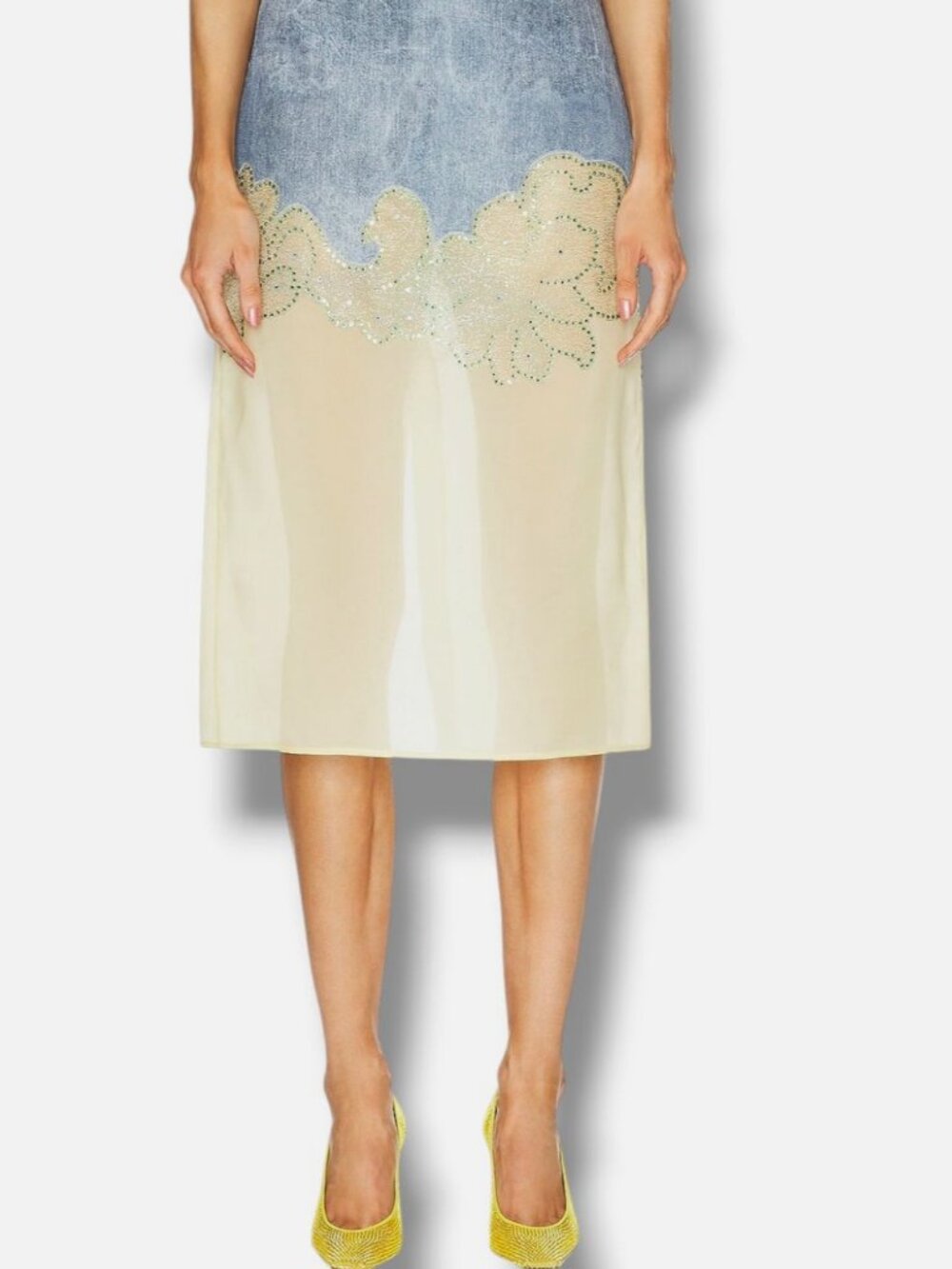 Brandon Maxwell Women's Yellow/Blue The Jolie Skirt Size 6
